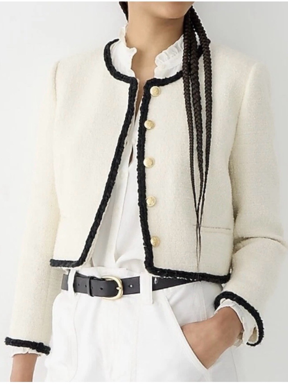J.Crew Louisa Lady Jacket In A Cream Maritime Tweed.